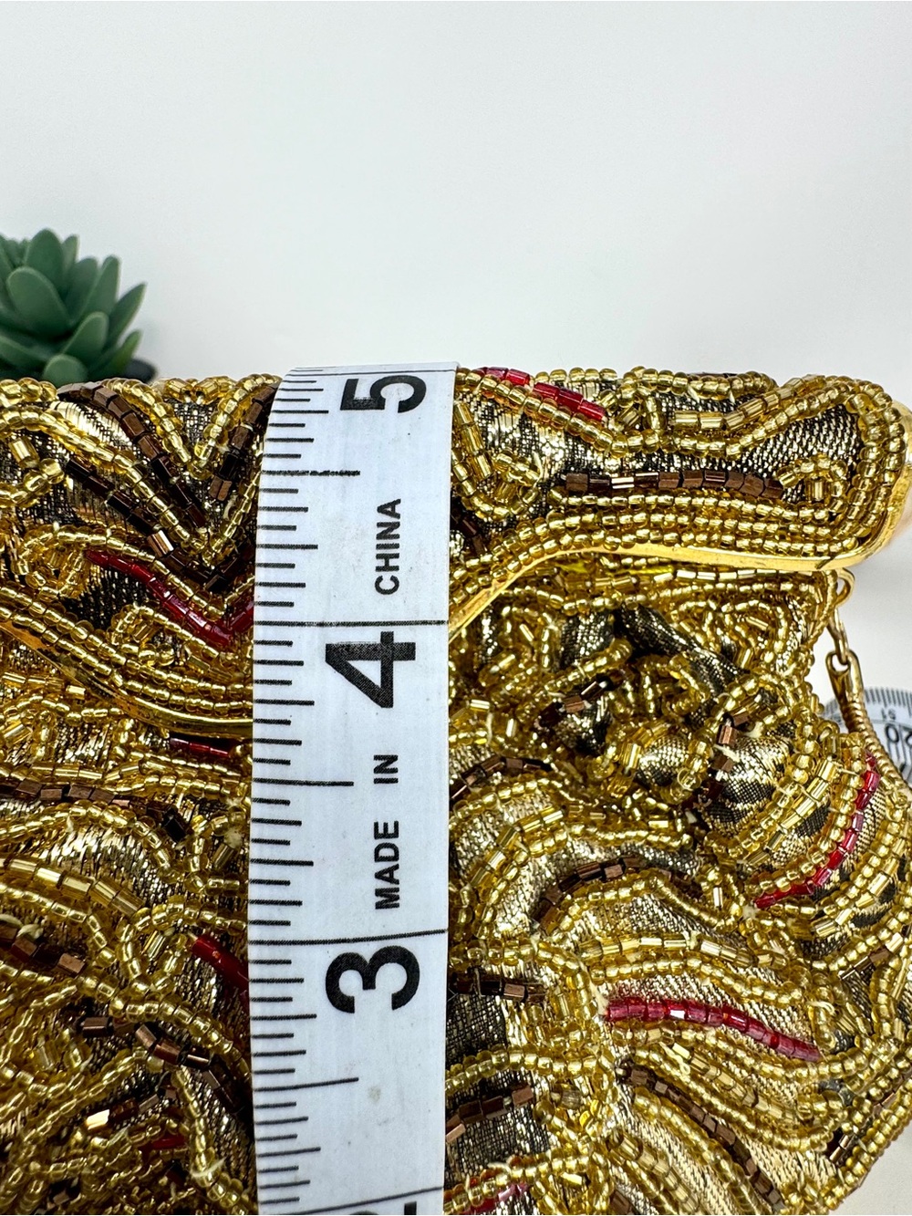 Vintage Gold Beaded Evening Bag Clutch 1980s Excellent Condition - Picture 10 of 11